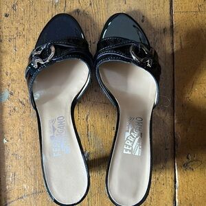 Salvatore Ferragamo Black Mules Sleek Design